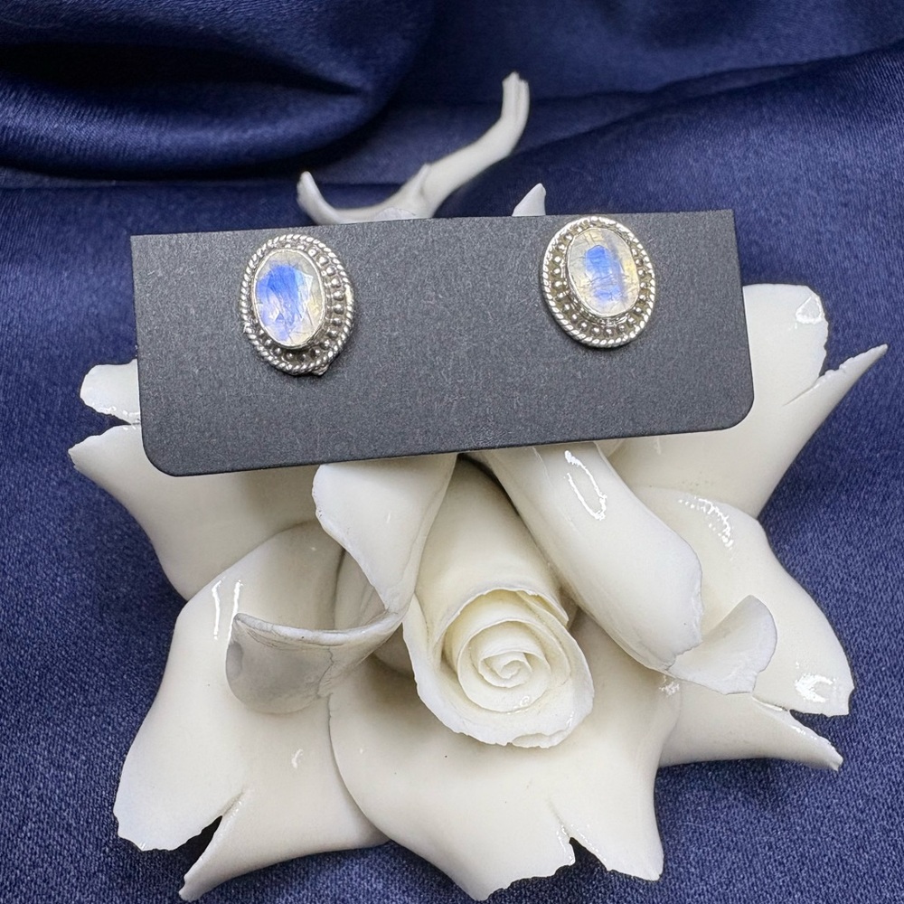 Earrings Moonstone Sterling Silver Posts